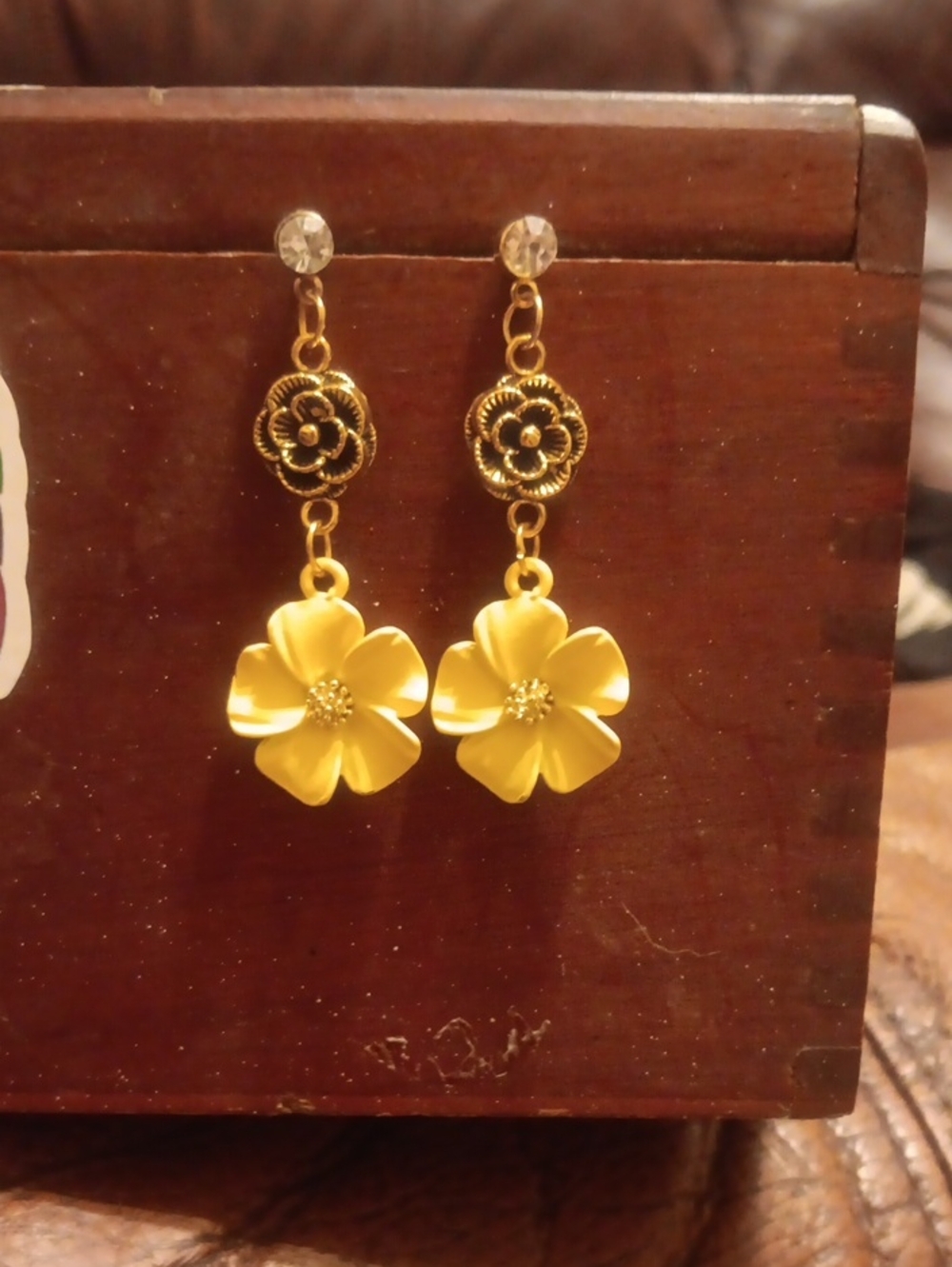 Yellow Floral Drop Earrings